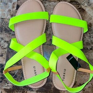 TORRID STRAP STRETCHY NEON GREEN SANDAL NWT SIZE 12WW